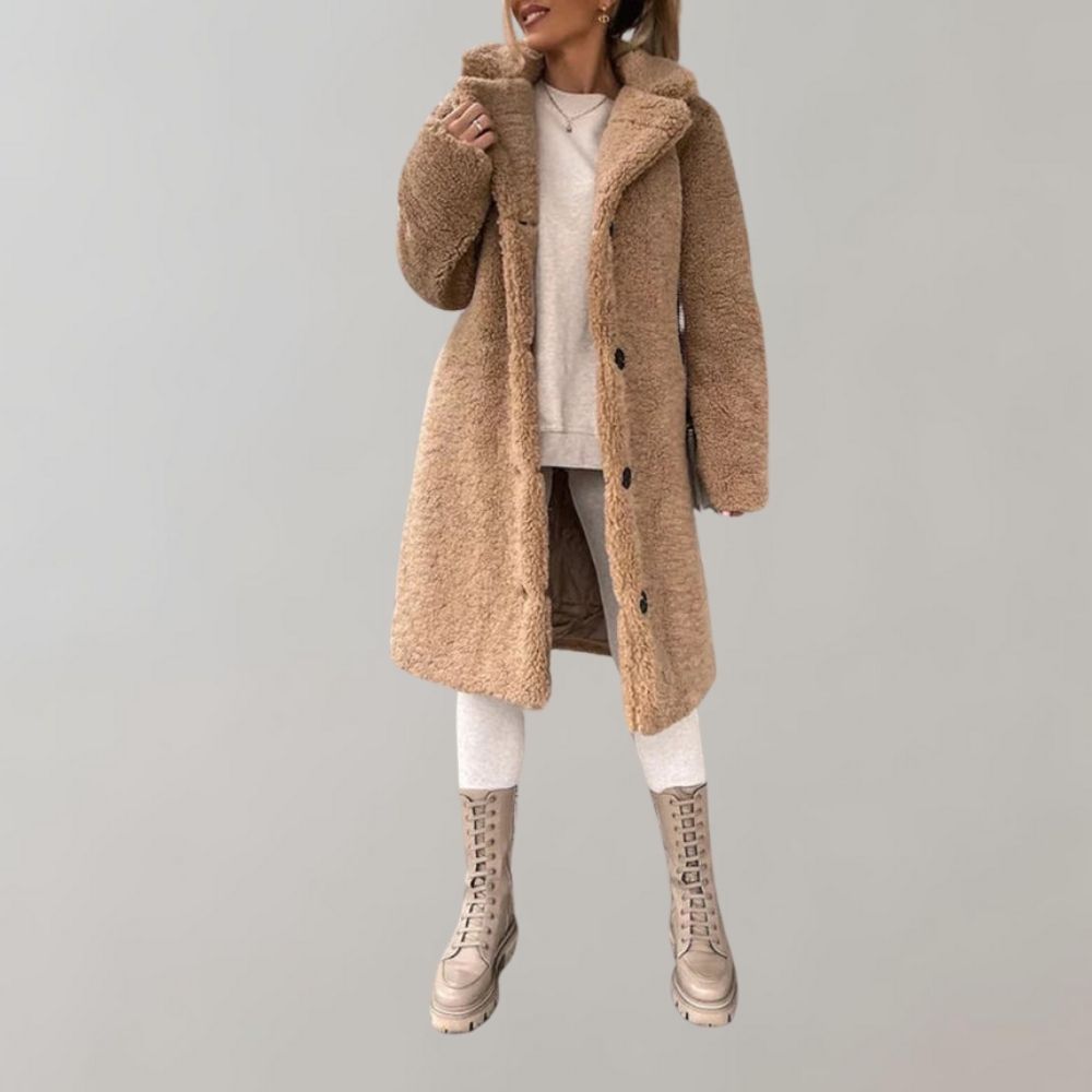 Miranda - Elegante Rechte Teddy Mantel Winterjas