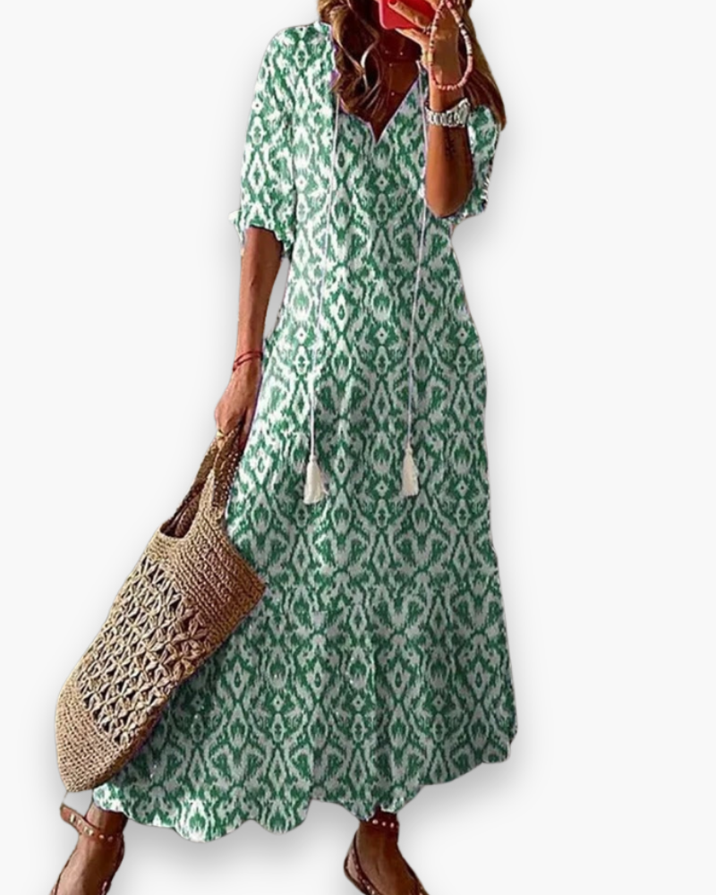 Bohemien Maxijurk met Bloemenprint en Kwastjes