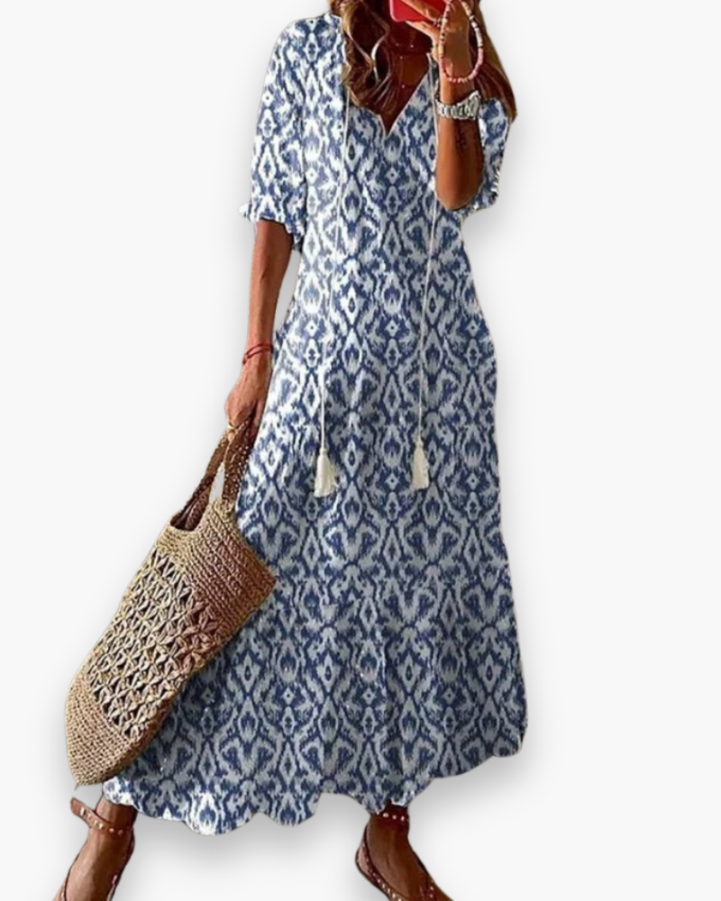 Bohemien Maxijurk met Bloemenprint en Kwastjes