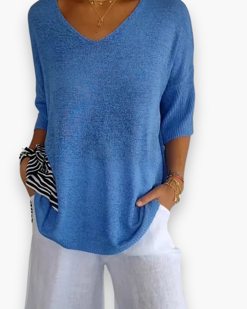 Fijngebreide Oversized Top met V-hals