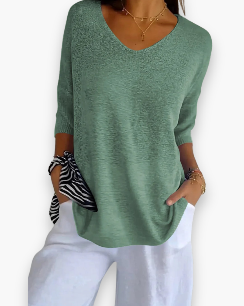 Fijngebreide Oversized Top met V-hals