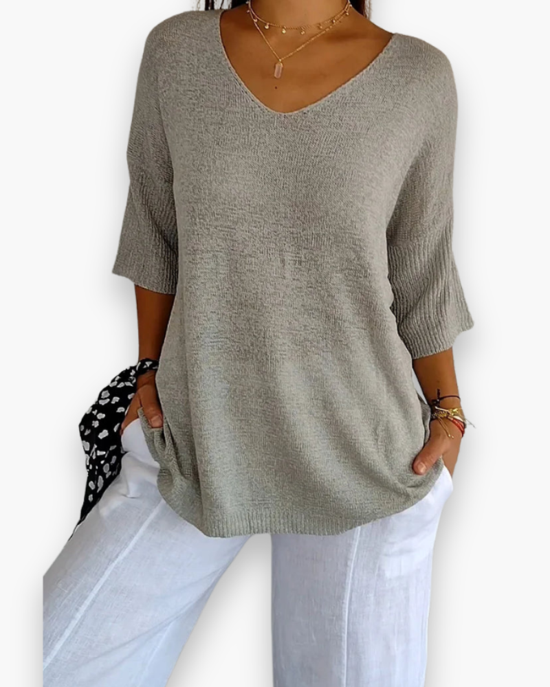 Fijngebreide Oversized Top met V-hals