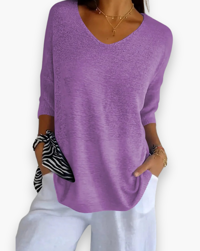 Fijngebreide Oversized Top met V-hals