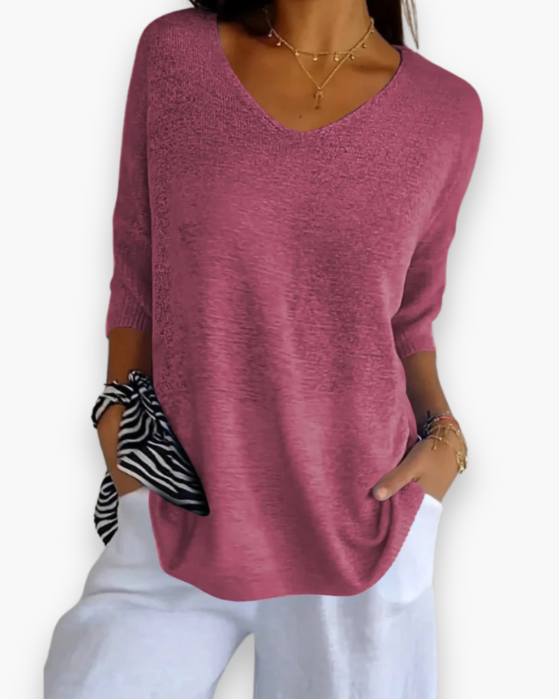 Fijngebreide Oversized Top met V-hals