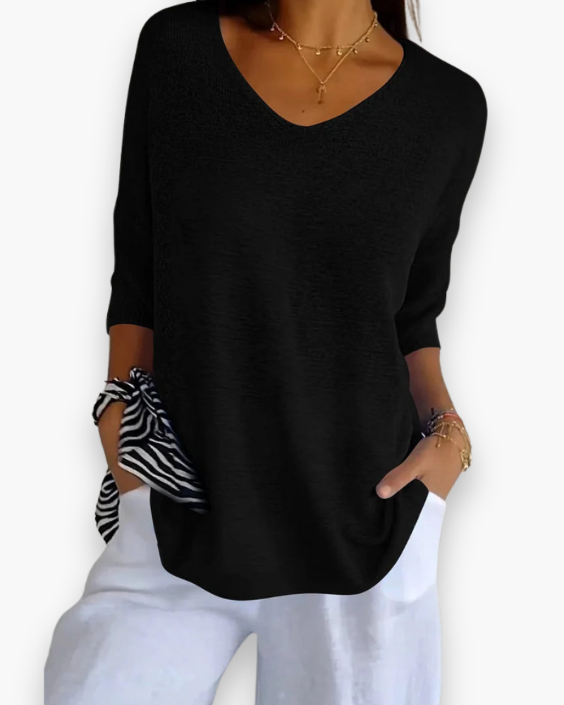 Fijngebreide Oversized Top met V-hals