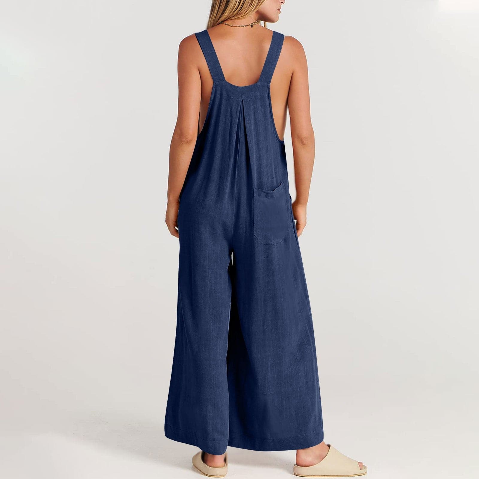 Linnen Jumpsuit met Wijde Pijpen en Bretels