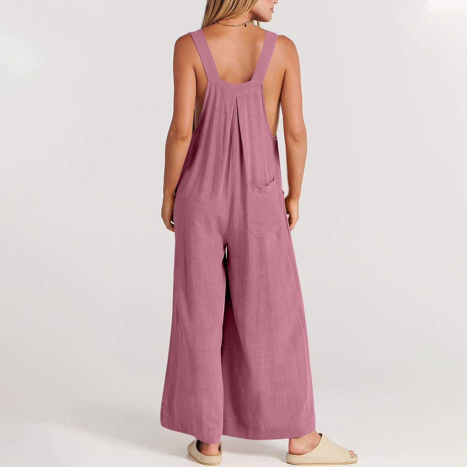 Linnen Jumpsuit met Wijde Pijpen en Bretels