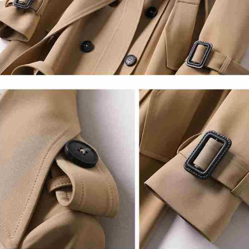 Caroline - Elegante Geruite Lange Trenchcoat