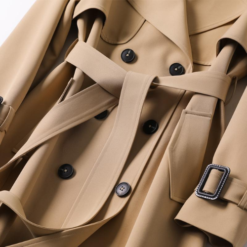 Caroline - Elegante Geruite Lange Trenchcoat