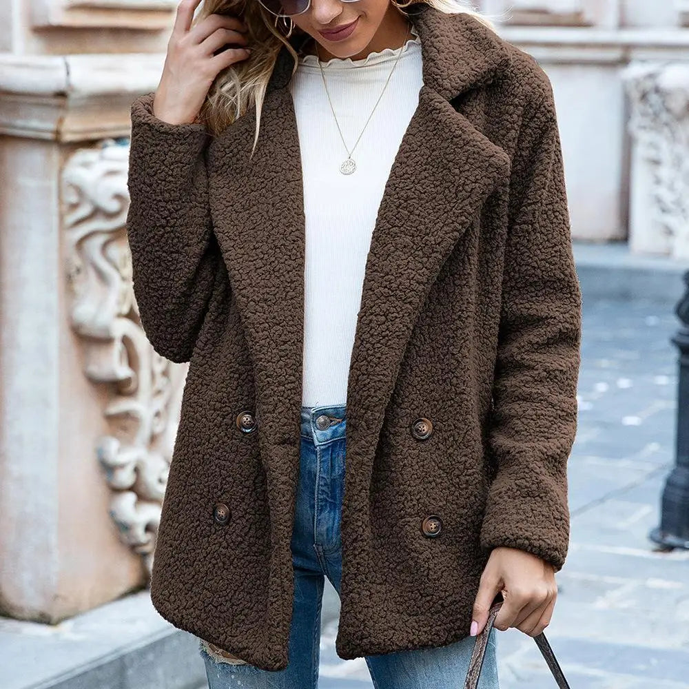 Hanneke - Elegante Korte Teddy Winterjas