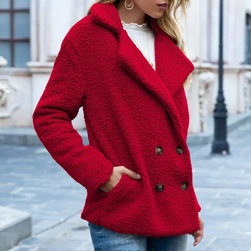 Hanneke - Elegante Korte Teddy Winterjas