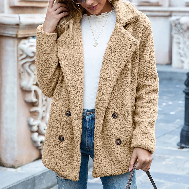 Hanneke - Elegante Korte Teddy Winterjas