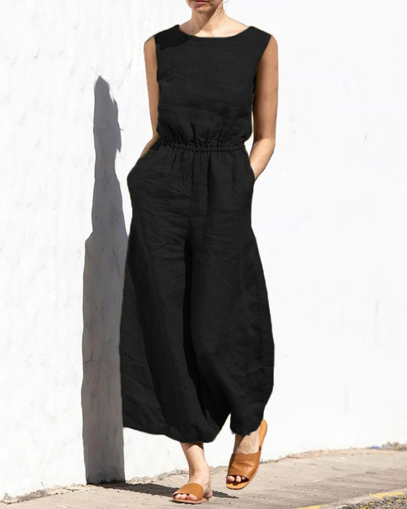 Linnen Jumpsuit met Wijde Pijpen