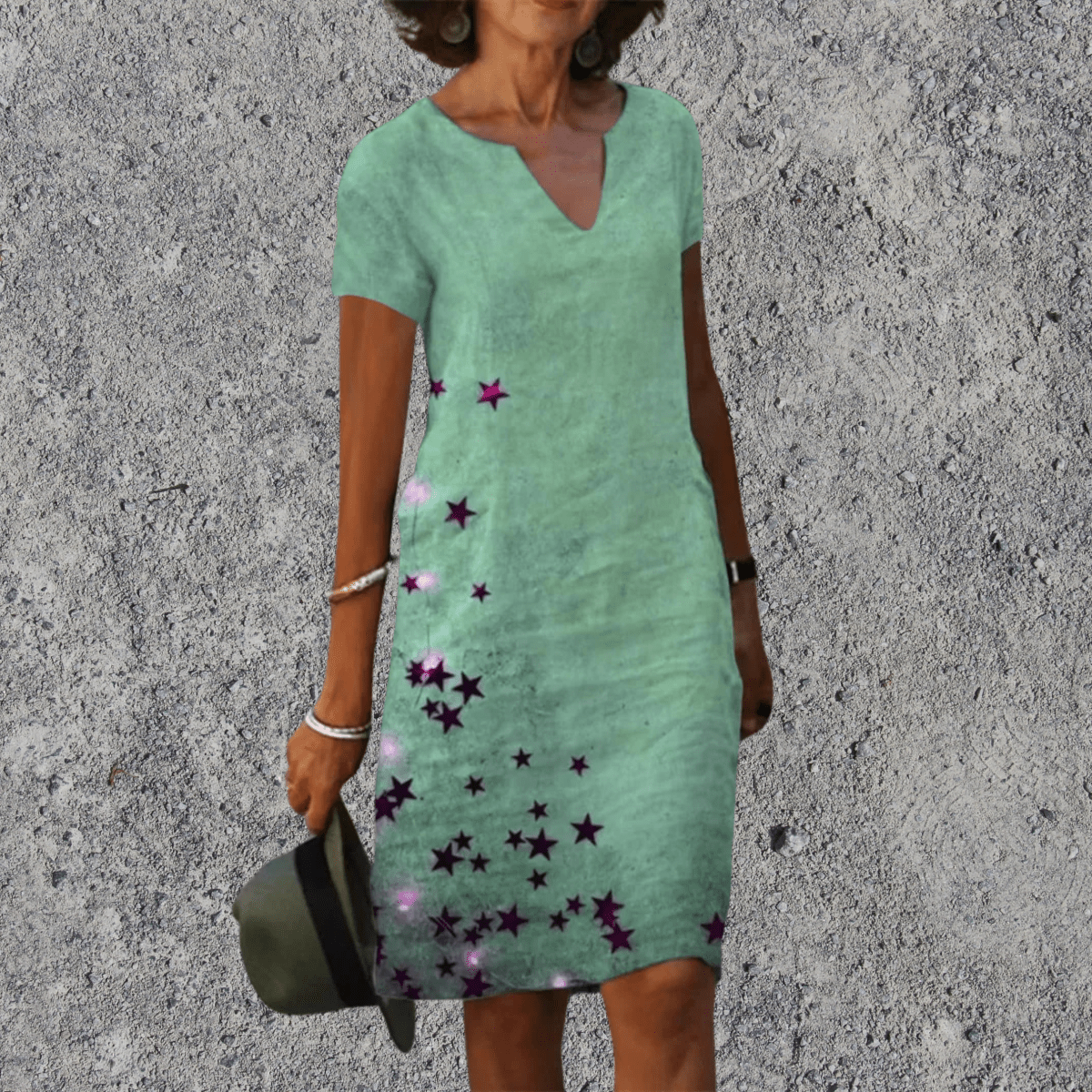 Botanische Midi-jurk met Bladprint