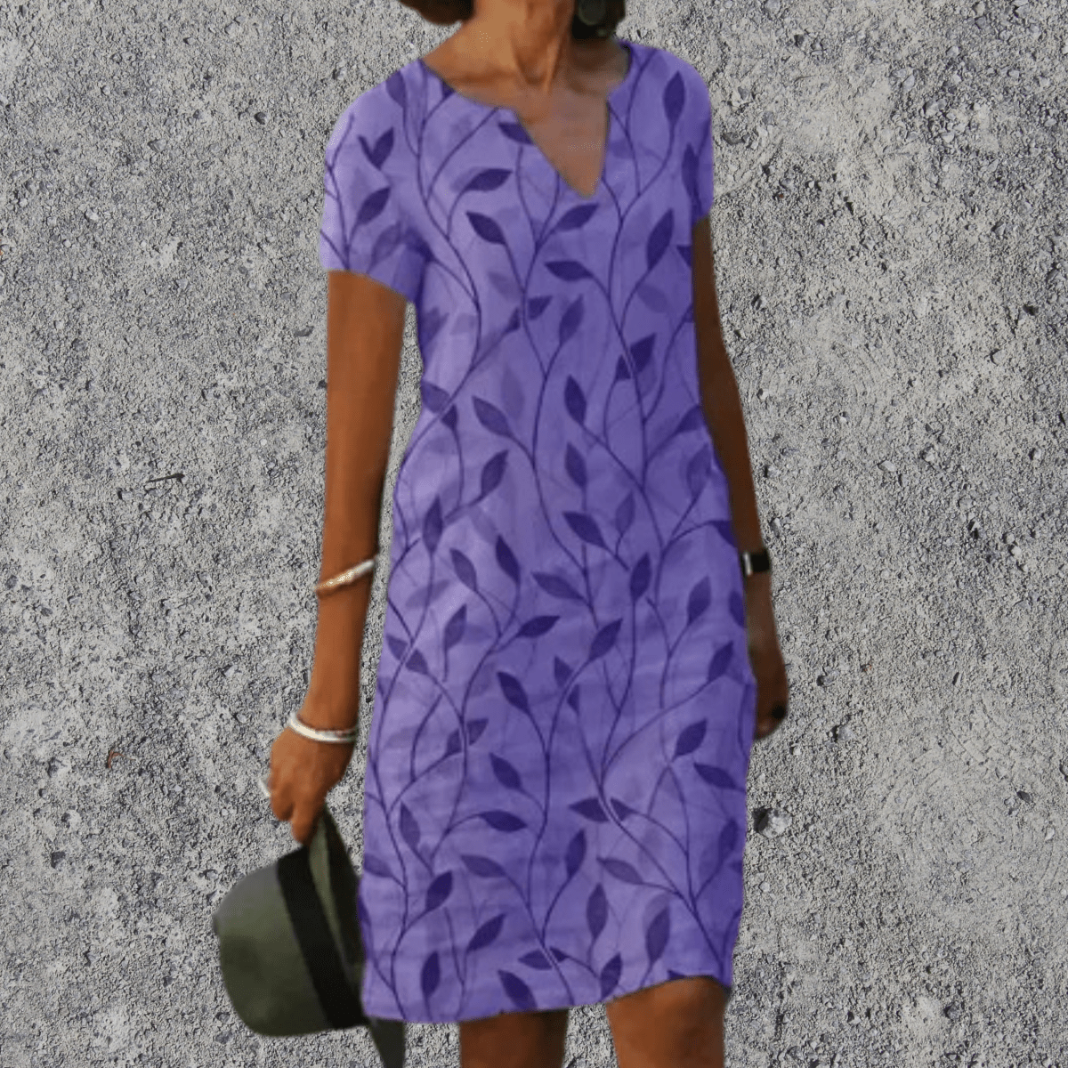 Botanische Midi-jurk met Bladprint
