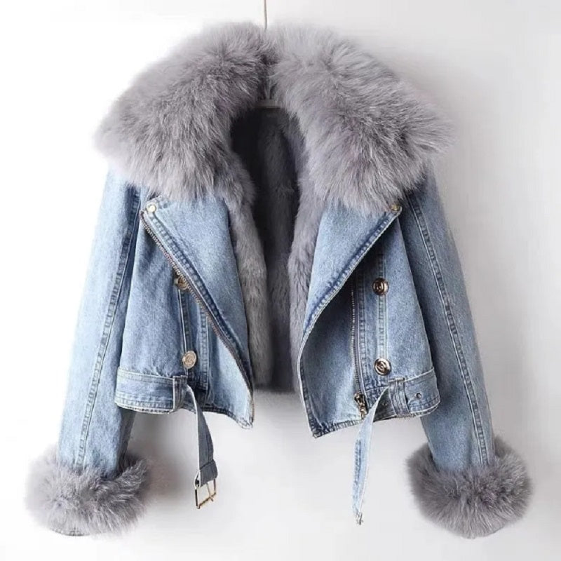 Susan - Stijlvolle Gevoerde Denim Winterjas