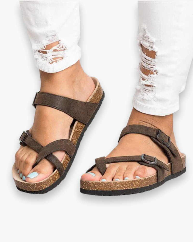 Kurken Teenslipper-Sandalen met Kruisbandjes