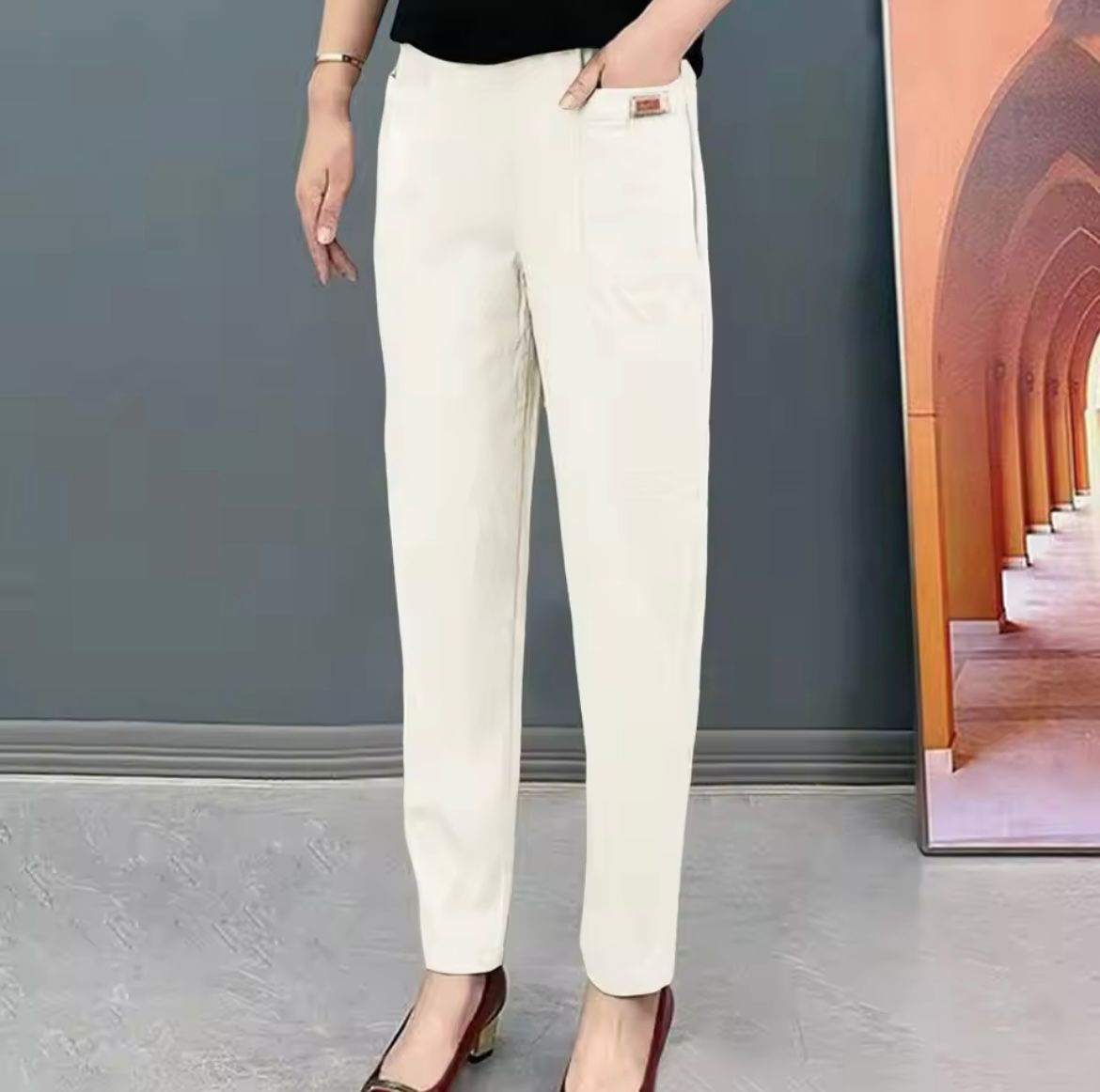 Katoenen Broek met Elastische Taille