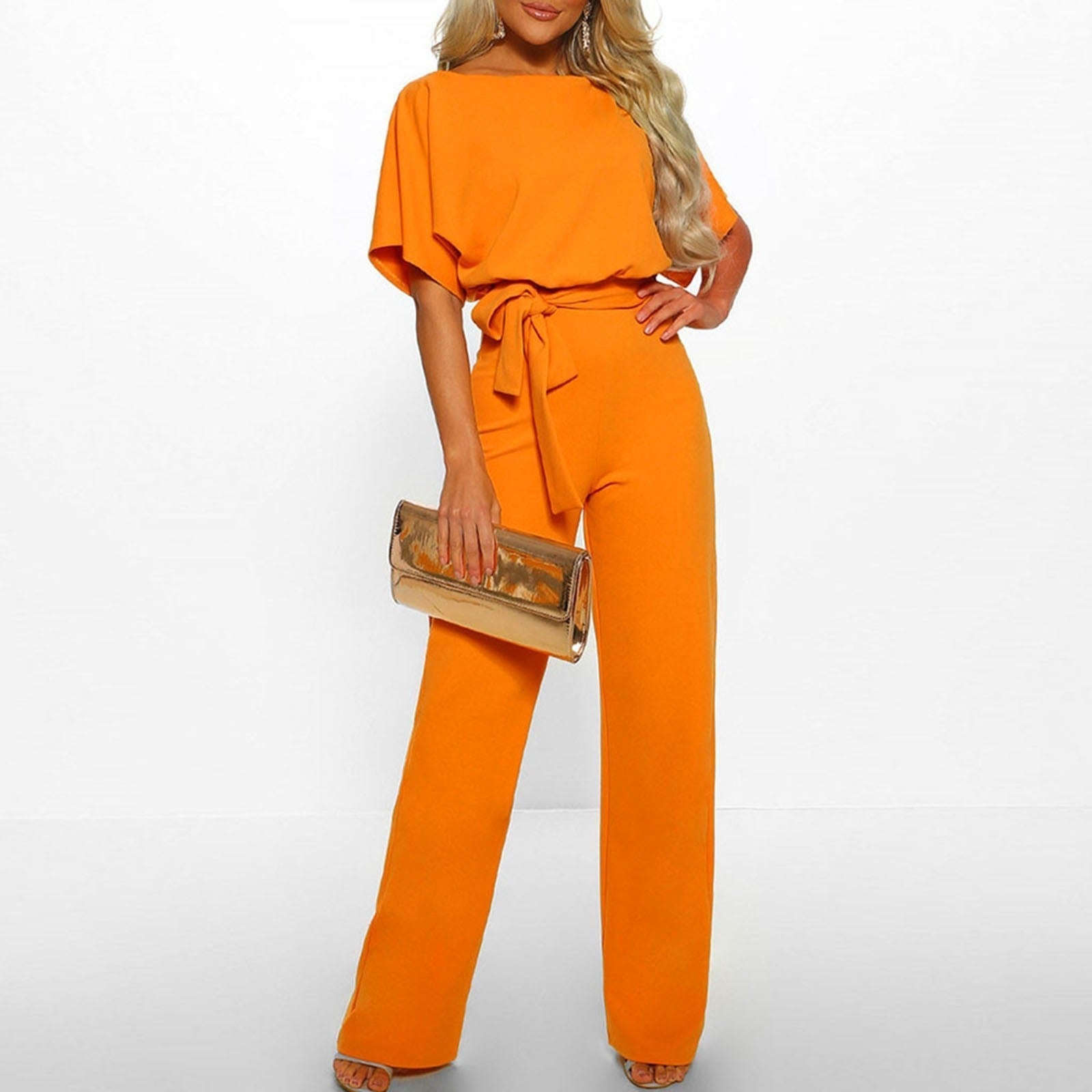 Jumpsuit met Ceintuur en Wijde Pijpen