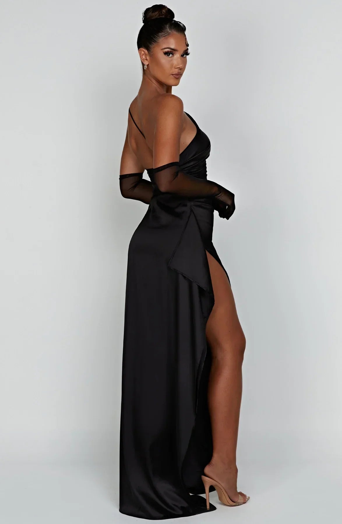 Satijnen Maxi-jurk met One-shoulder en Split