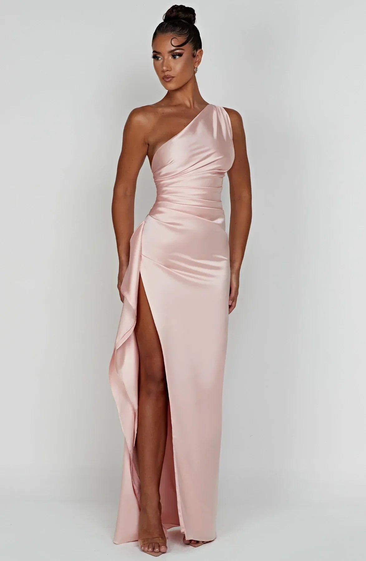Satijnen Maxi-jurk met One-shoulder en Split