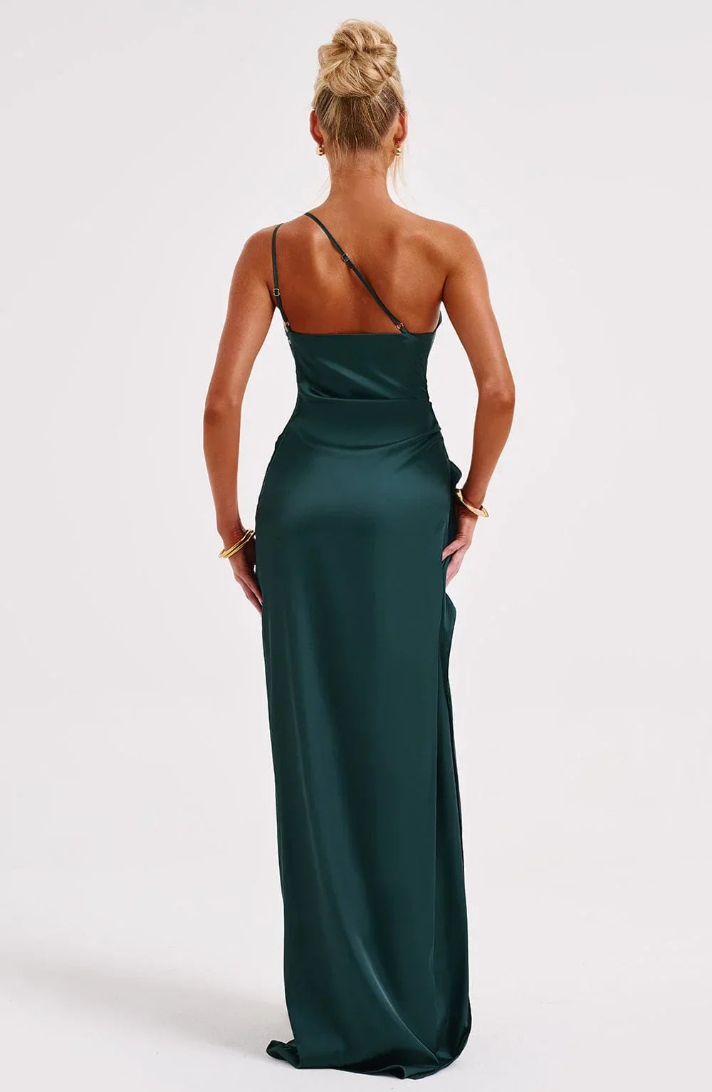 Satijnen Maxi-jurk met One-shoulder en Split