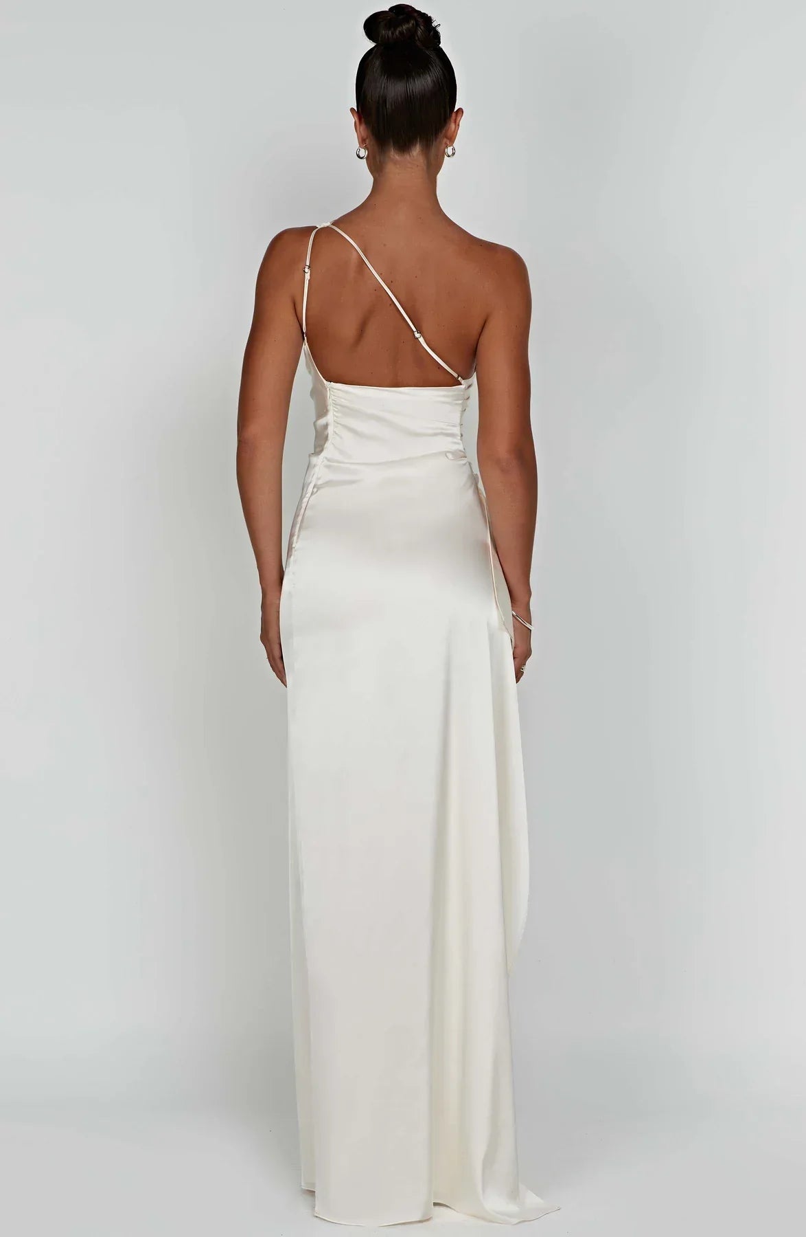 Satijnen Maxi-jurk met One-shoulder en Split