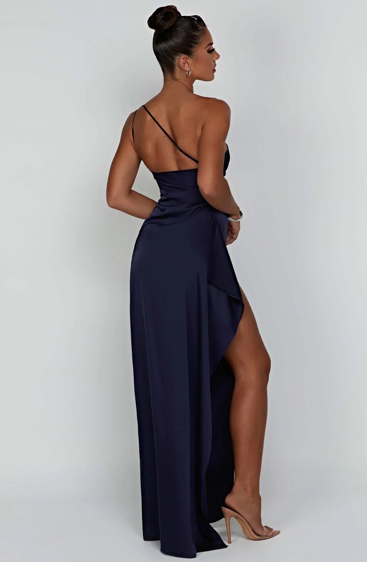 Satijnen Maxi-jurk met One-shoulder en Split