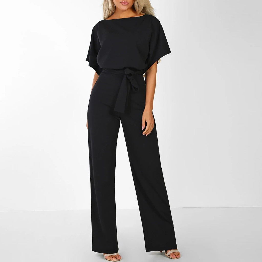 Jumpsuit met Ceintuur en Wijde Pijpen