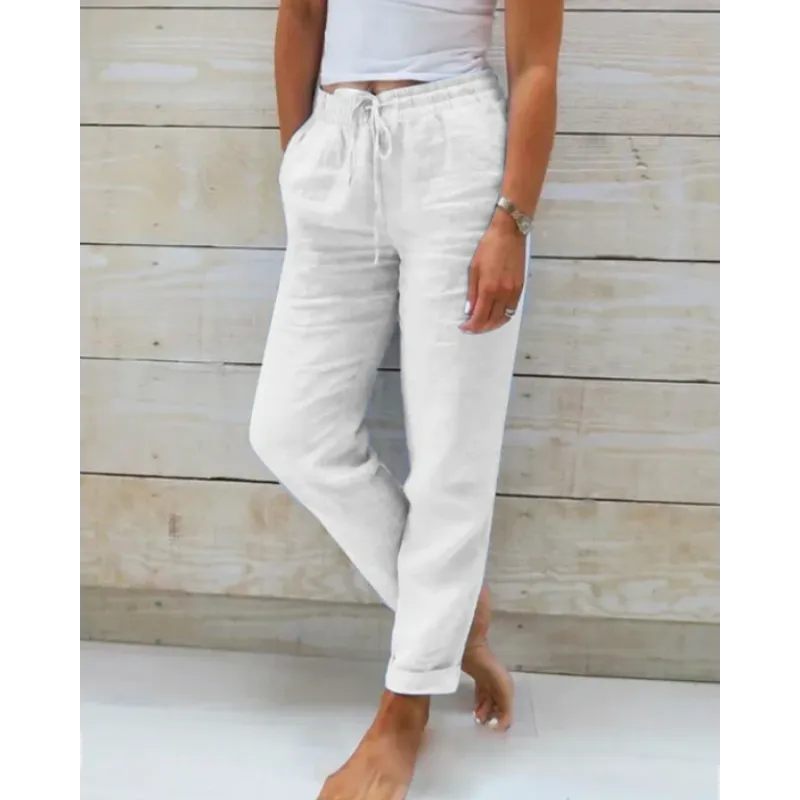 Linnen Broek met Elastische Taille
