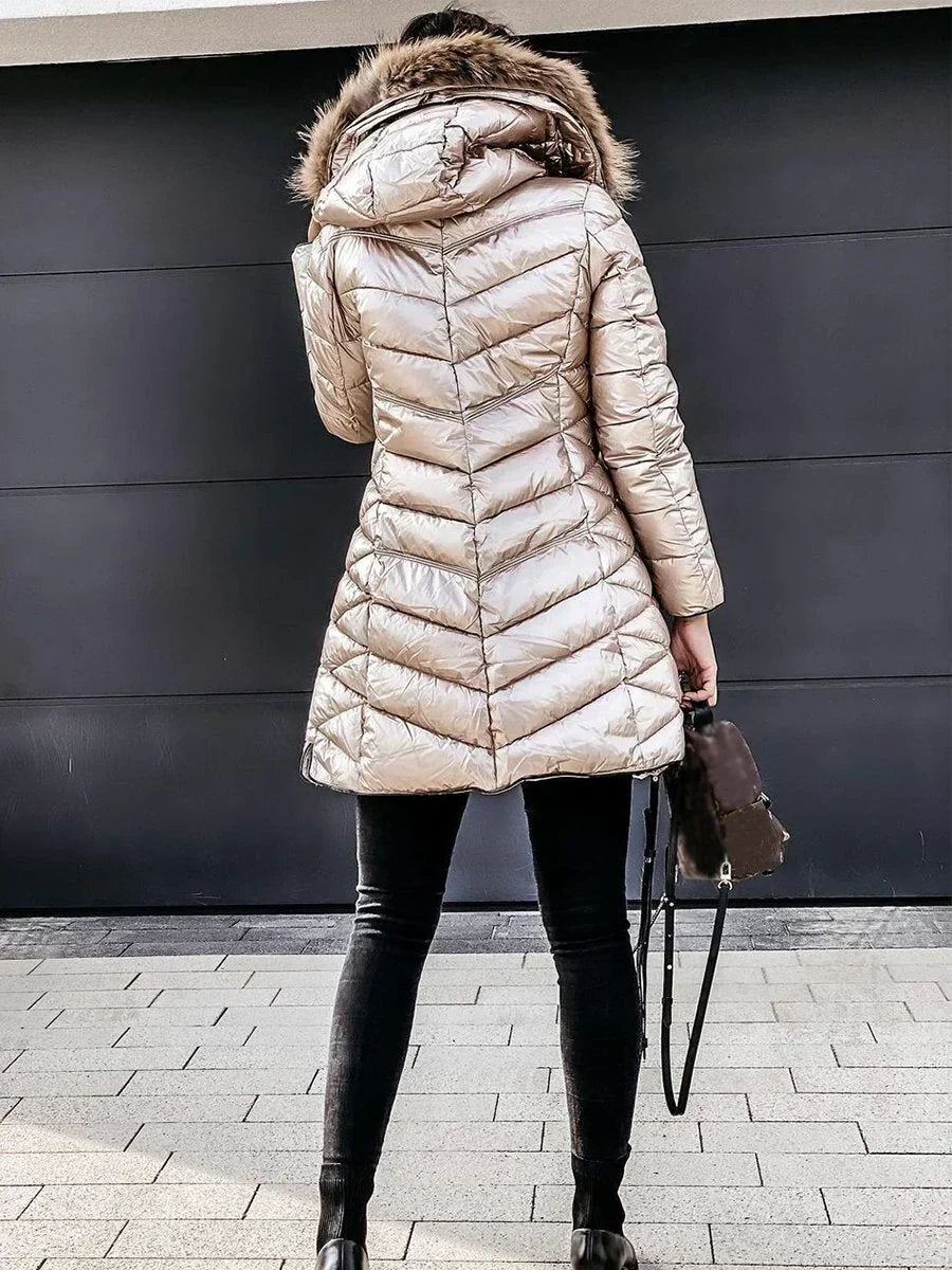 Rebecca - Elegante Lange Gewatteerde Winterjas