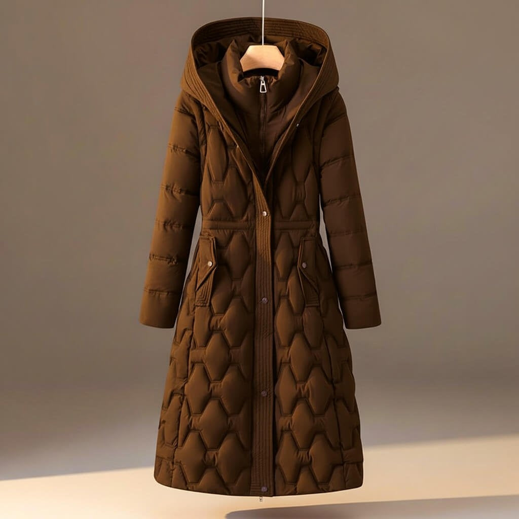Denise - Elegante Gewatteerde Maxi Winterjas