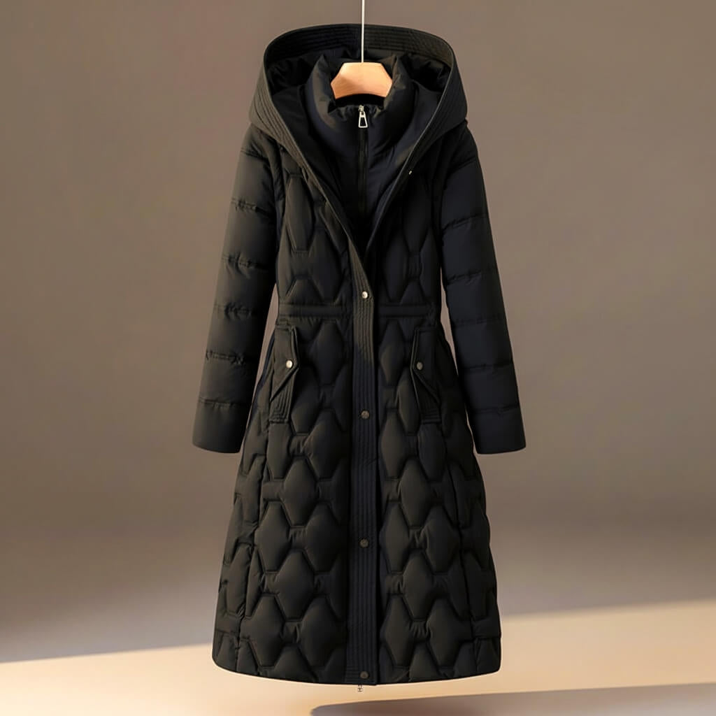 Denise - Elegante Gewatteerde Maxi Winterjas