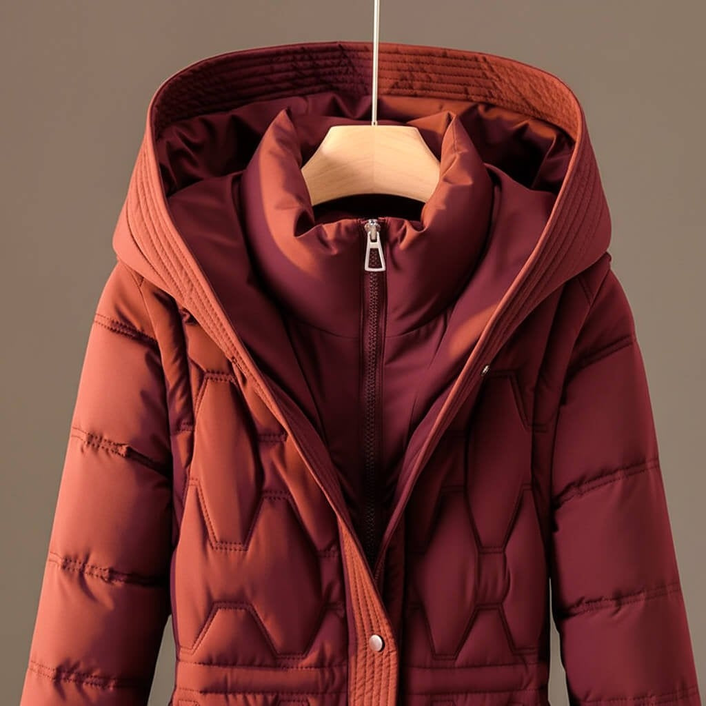 Denise - Elegante Gewatteerde Maxi Winterjas