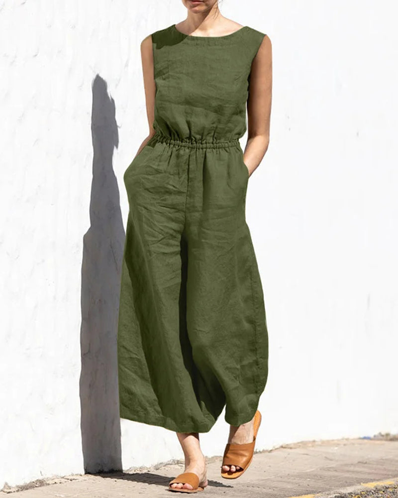Linnen Jumpsuit met Wijde Pijpen