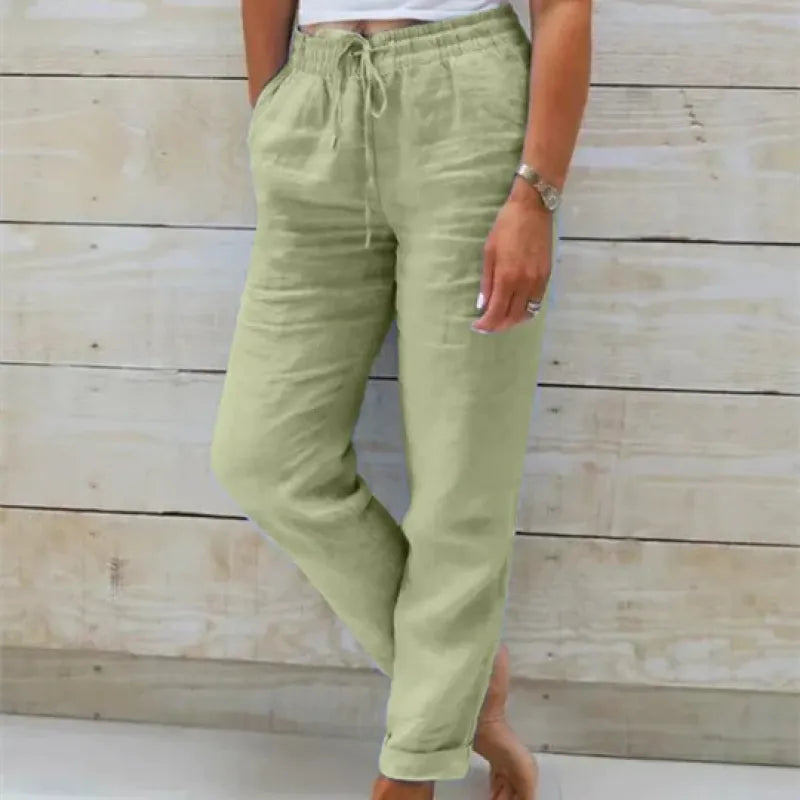 Linnen Broek met Elastische Taille
