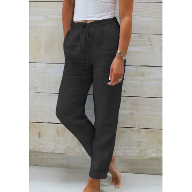 Linnen Broek met Elastische Taille