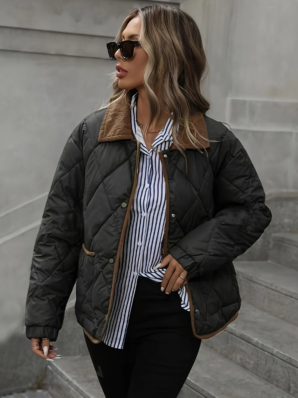 Emma - Elegante Gewatteerde Corduroy Winterjas