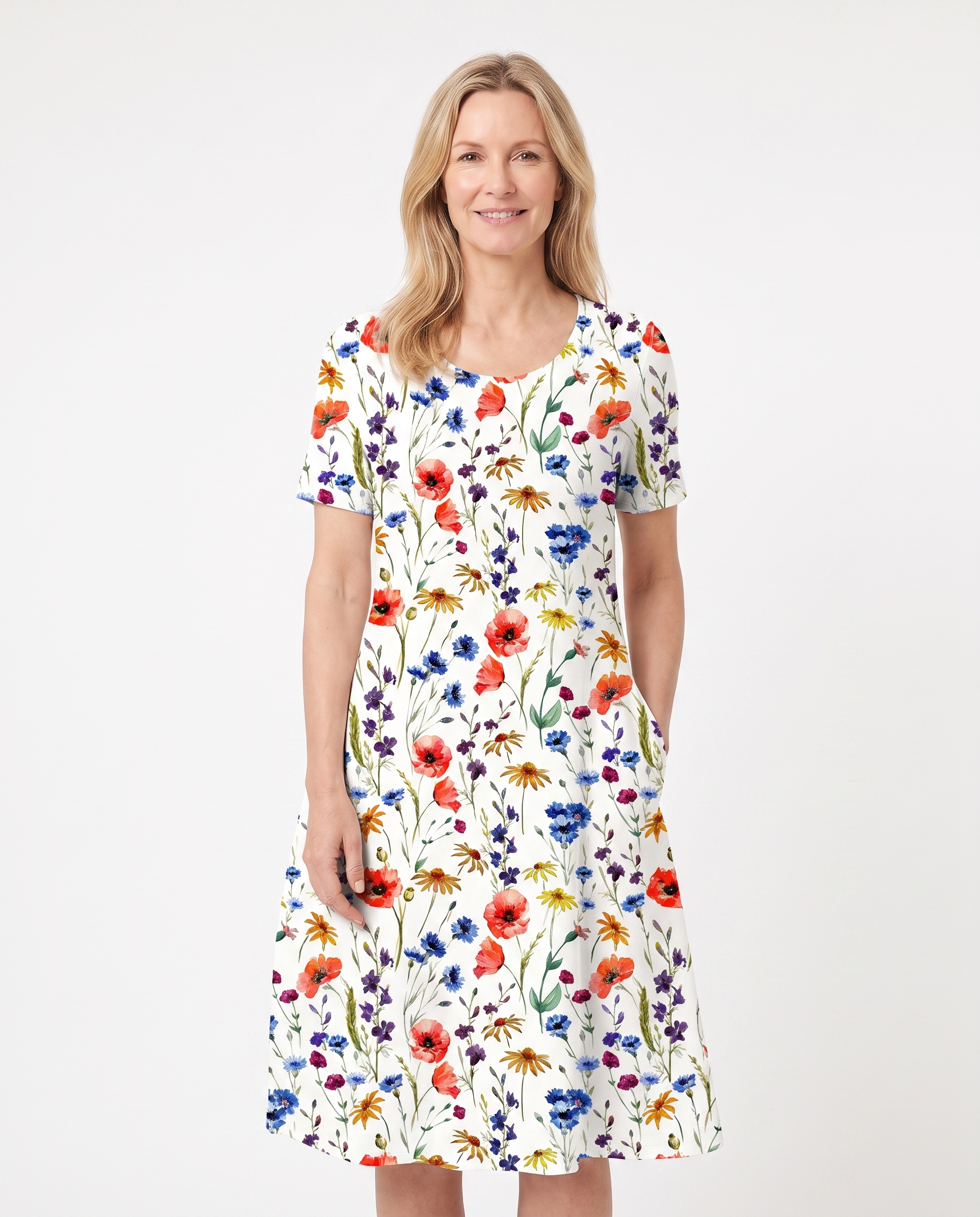 Bloemenprint Midi-jurk met Zakken