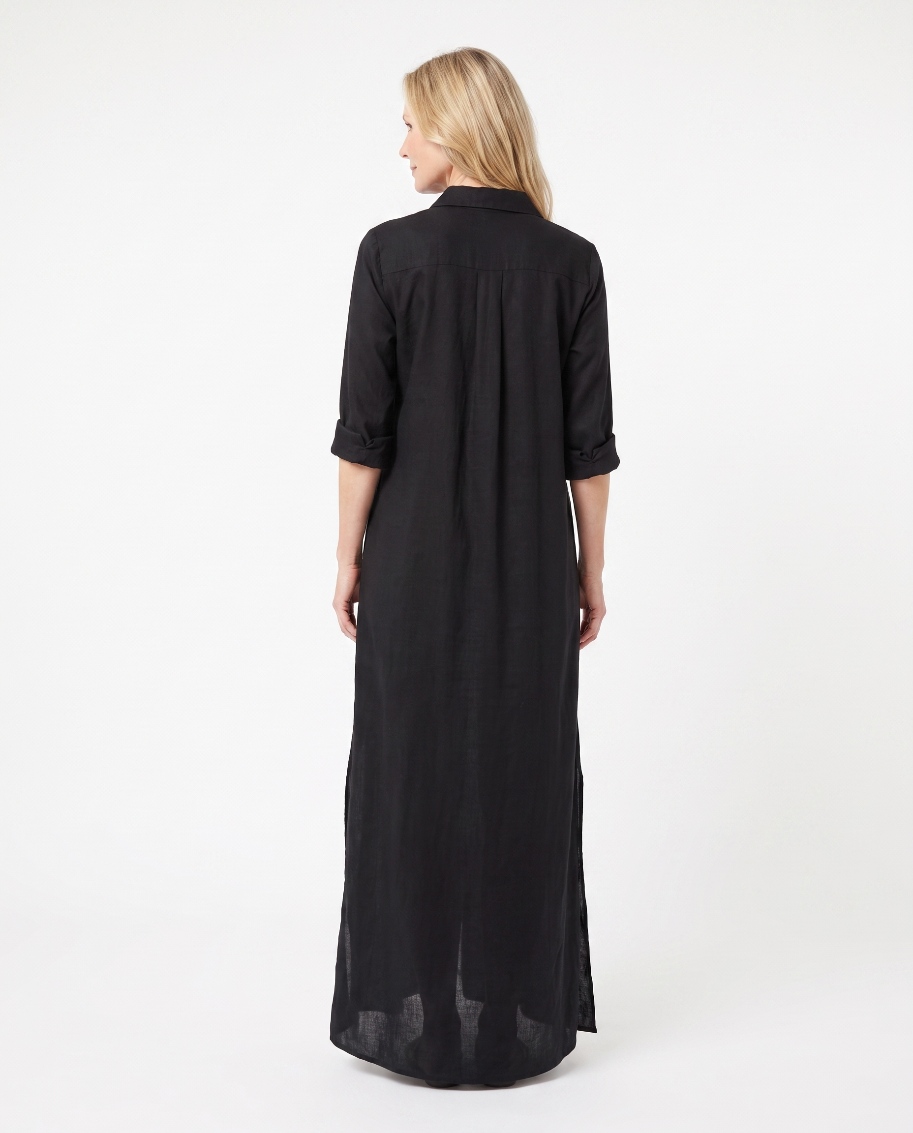 Linnen Look Maxi Blousejurk met Split