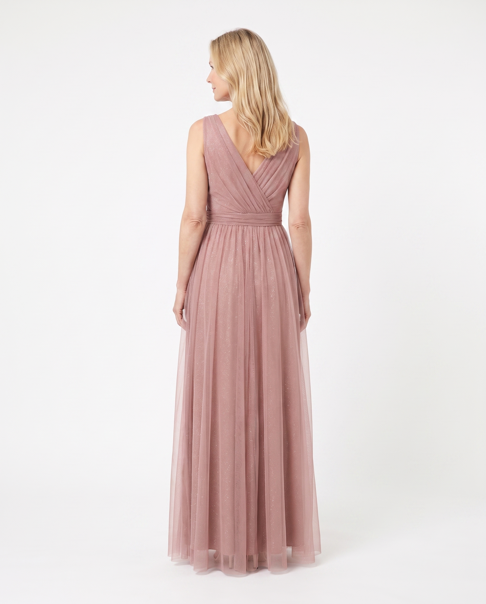 Glitter Maxi-jurk met V-hals en Beenopening