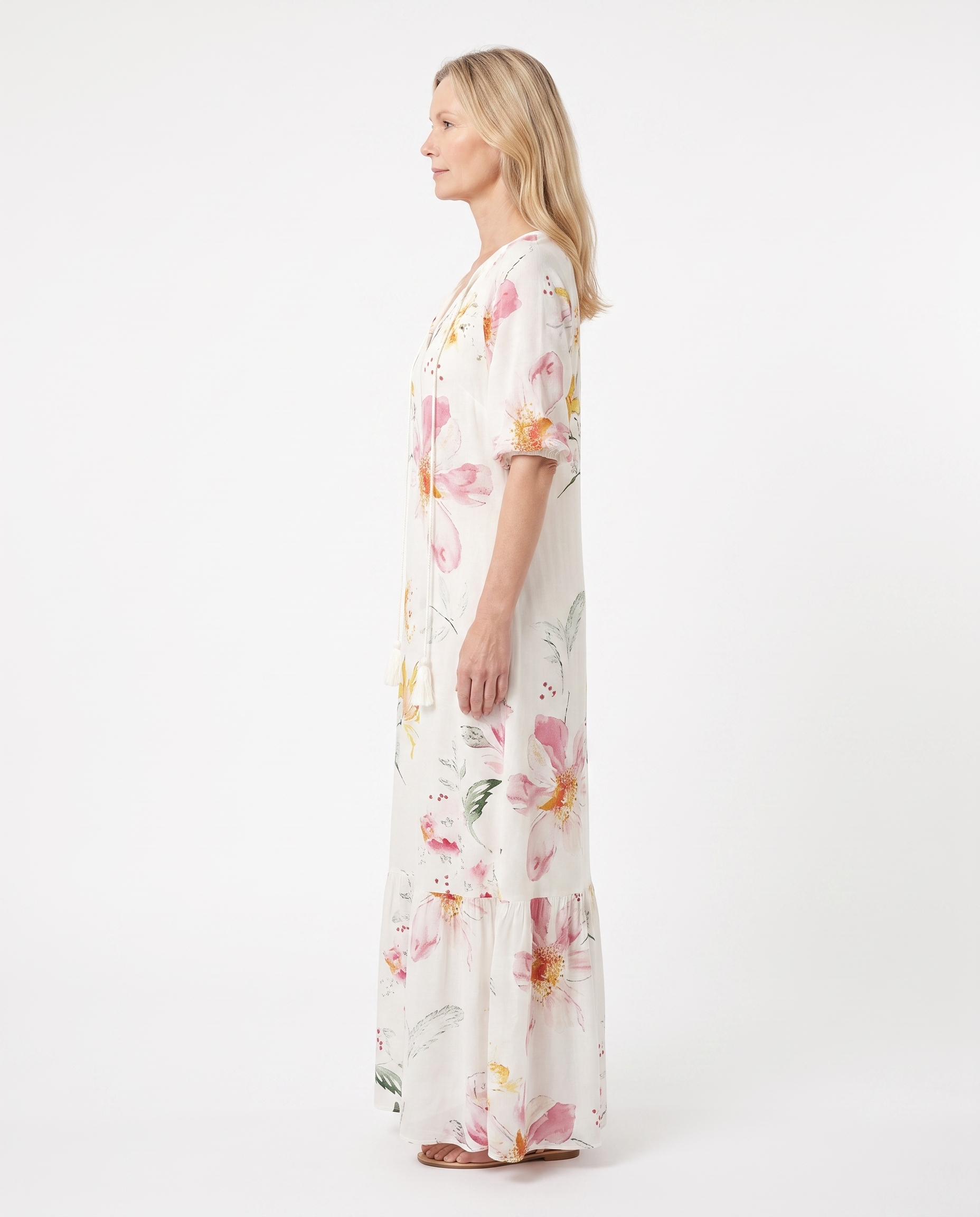 Bohemien Maxijurk met Bloemenprint en Kwastjes