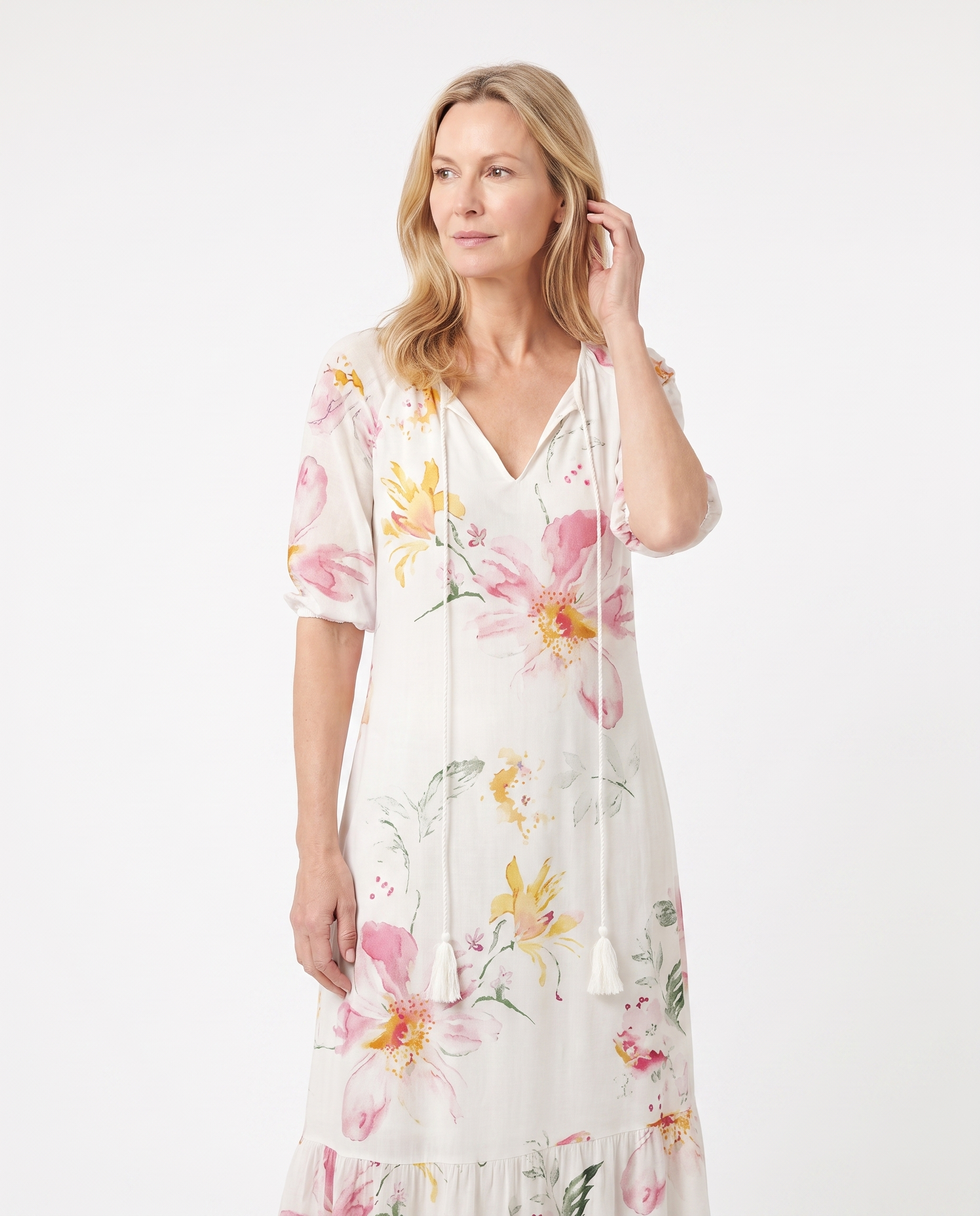 Bohemien Maxijurk met Bloemenprint en Kwastjes