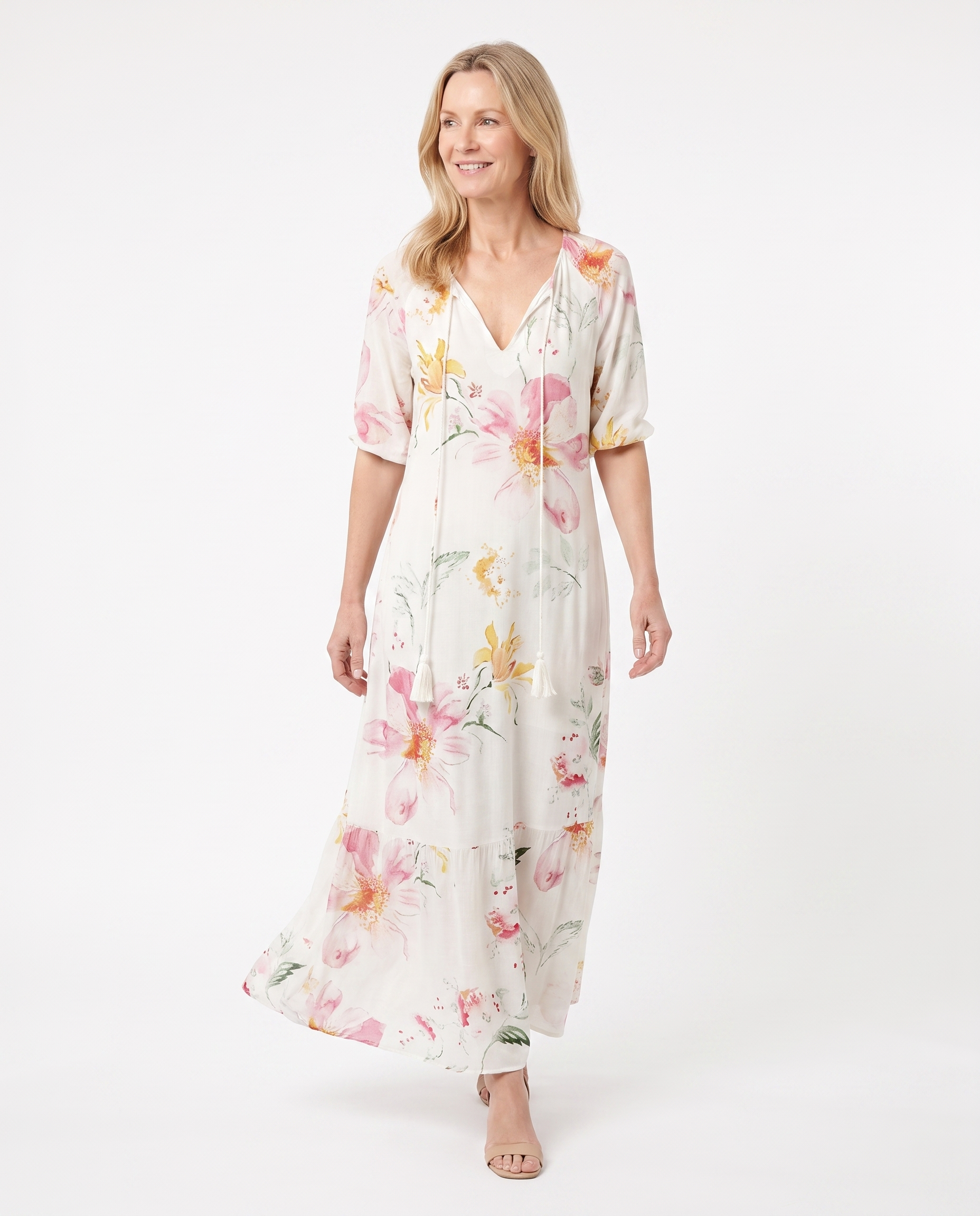 Bohemien Maxijurk met Bloemenprint en Kwastjes