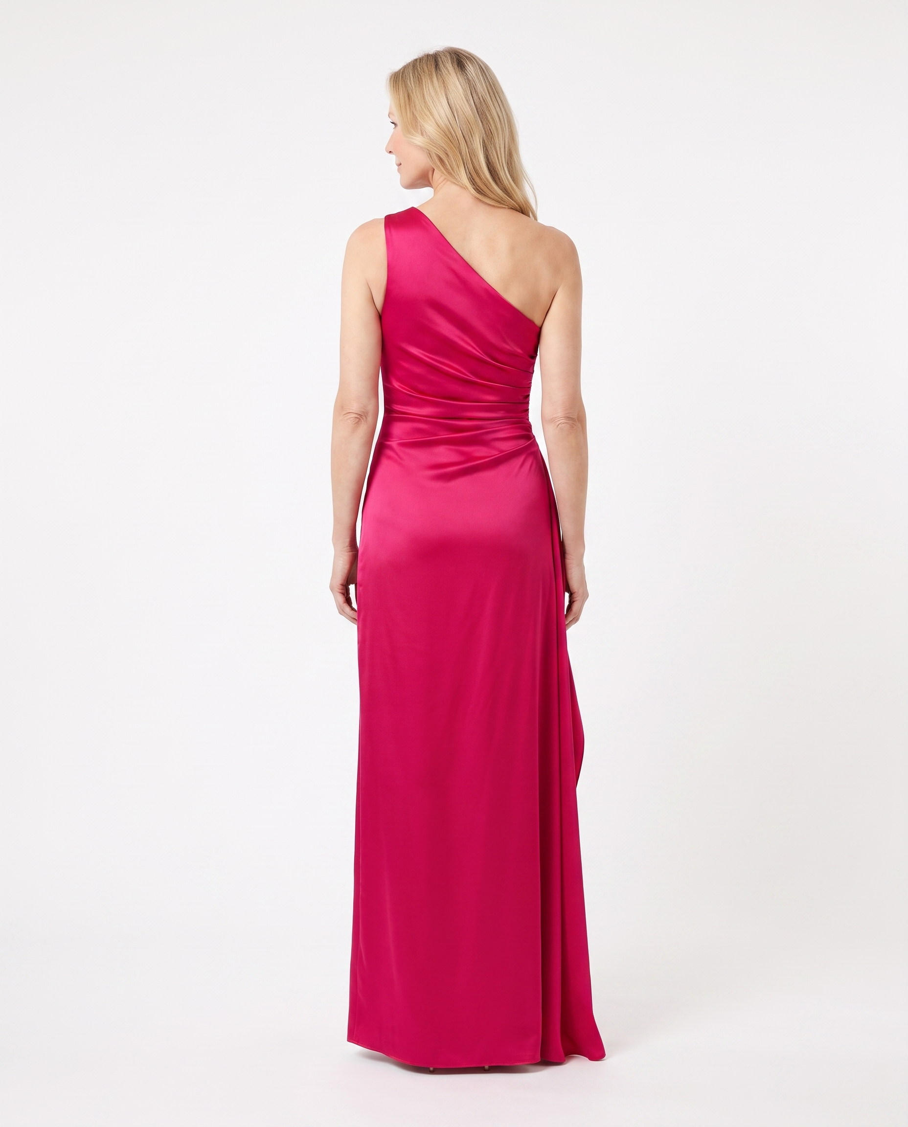 Satijnen Maxi-jurk met One-shoulder en Split