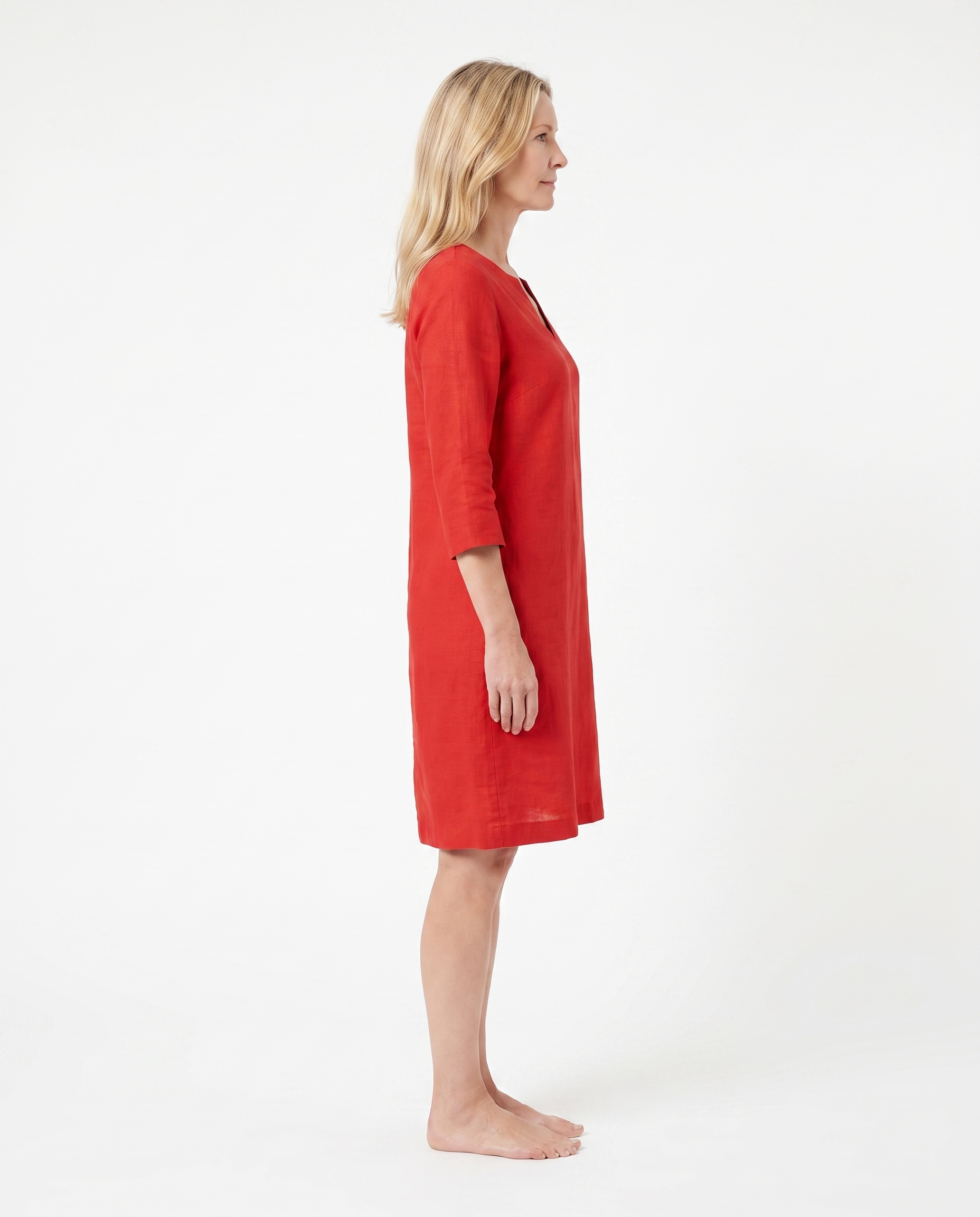 Linnenlook Tuniekjurk met Split-V-hals