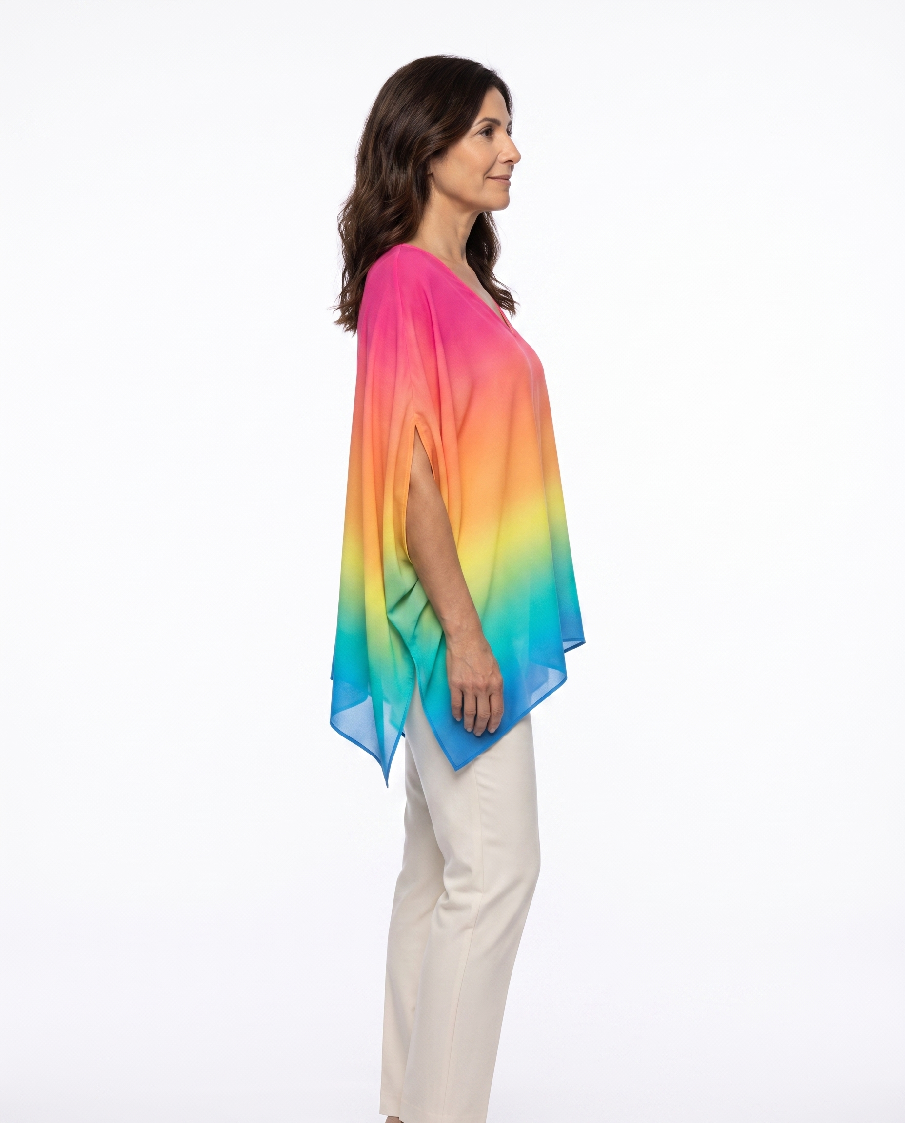 Asymmetrische Poncho-blouse met V-hals
