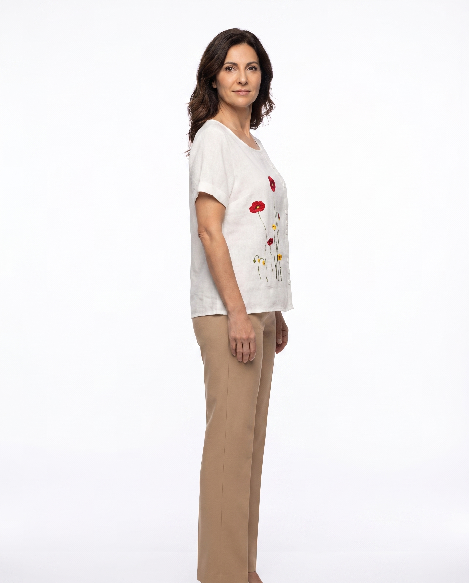 Linnen Blouse met Bloemenborduursel