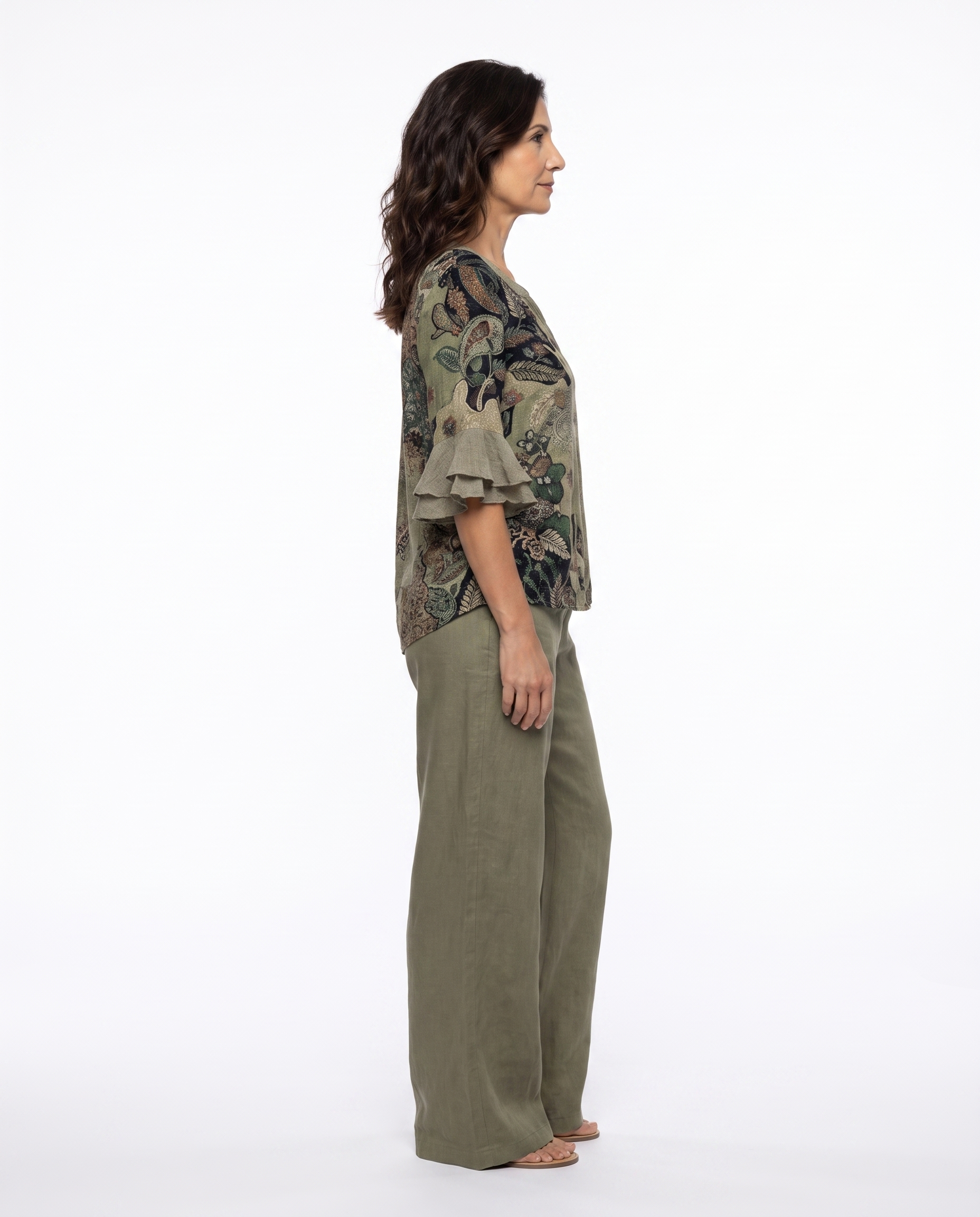 Paisley Print Blouse met Ruche Mouwen