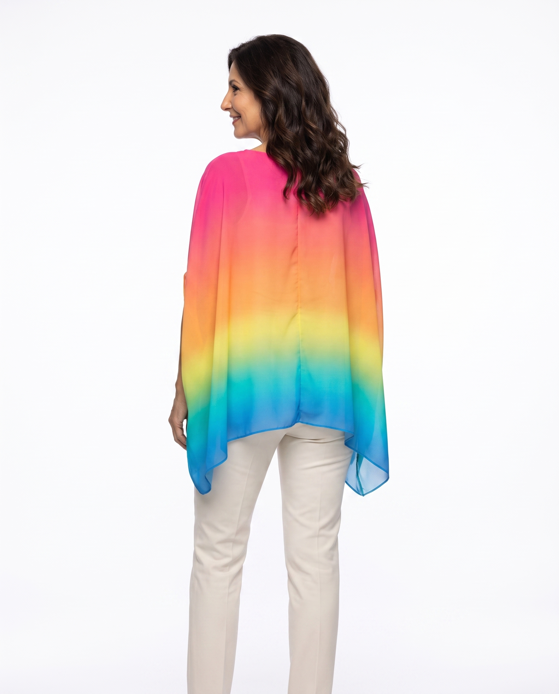 Asymmetrische Poncho-blouse met V-hals